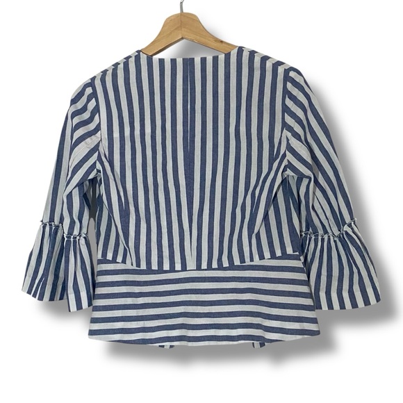 NWT Zara Open-Front Lightweight Striped Blazer Jacket - Picture 2 of 4